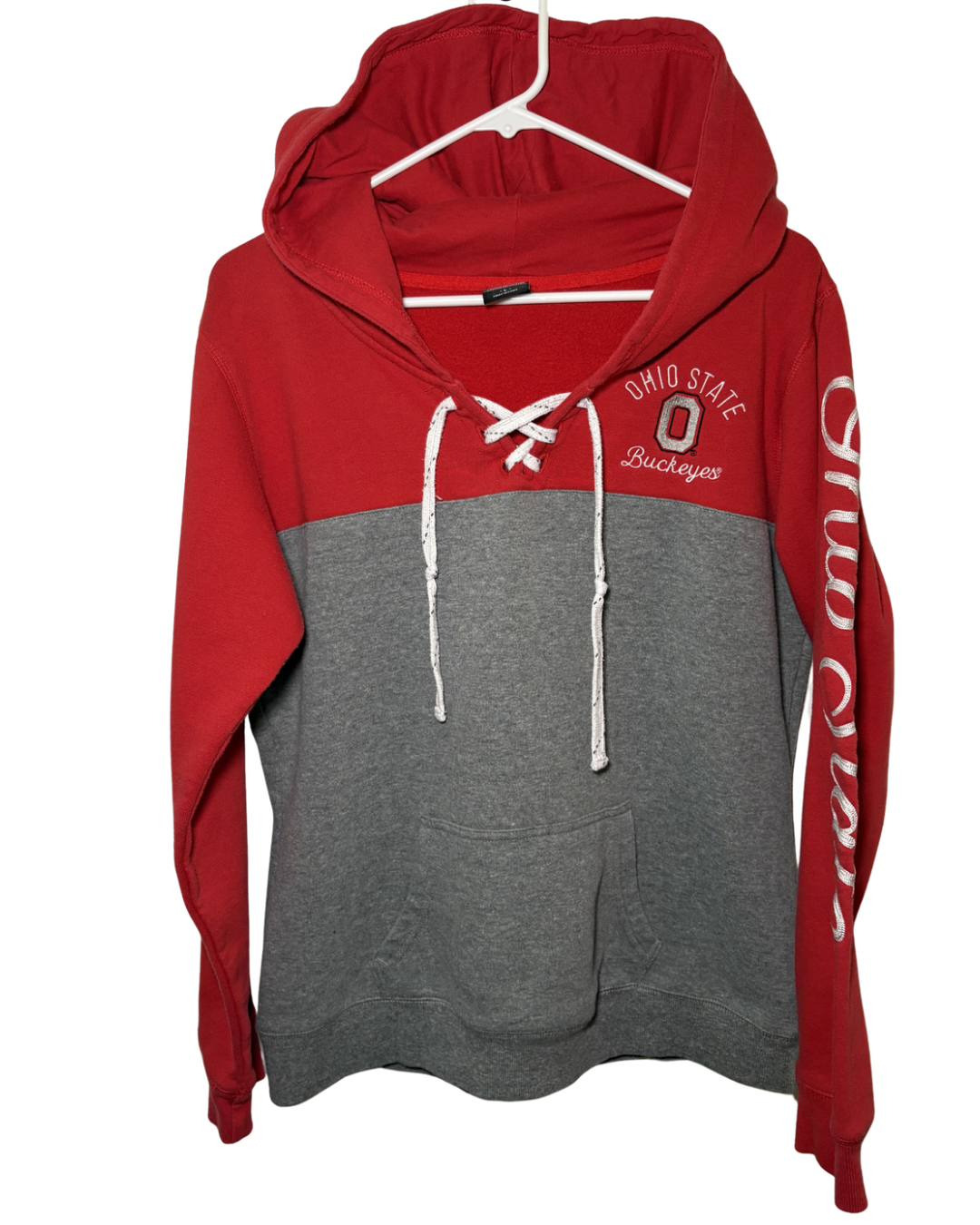 OSU Tie Up Embroidered Hoodie- L